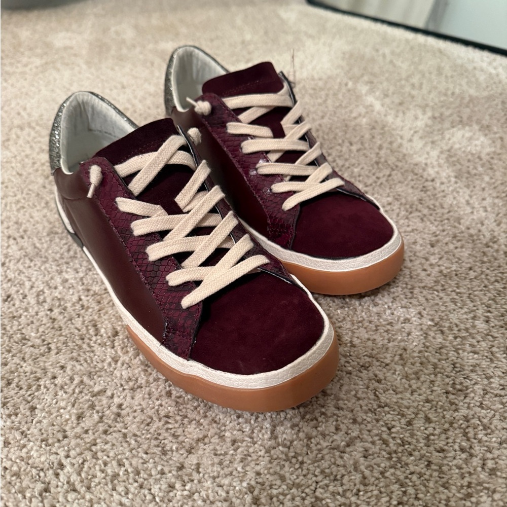 Dolce Vita Burgundy and Cream Sneakers
